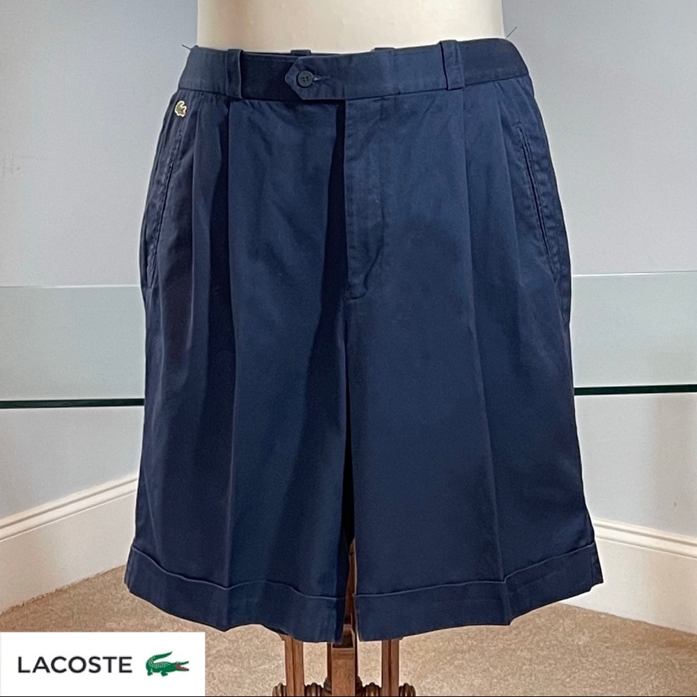 Lacoste Navy Cuffed Cotton Shorts Sz L